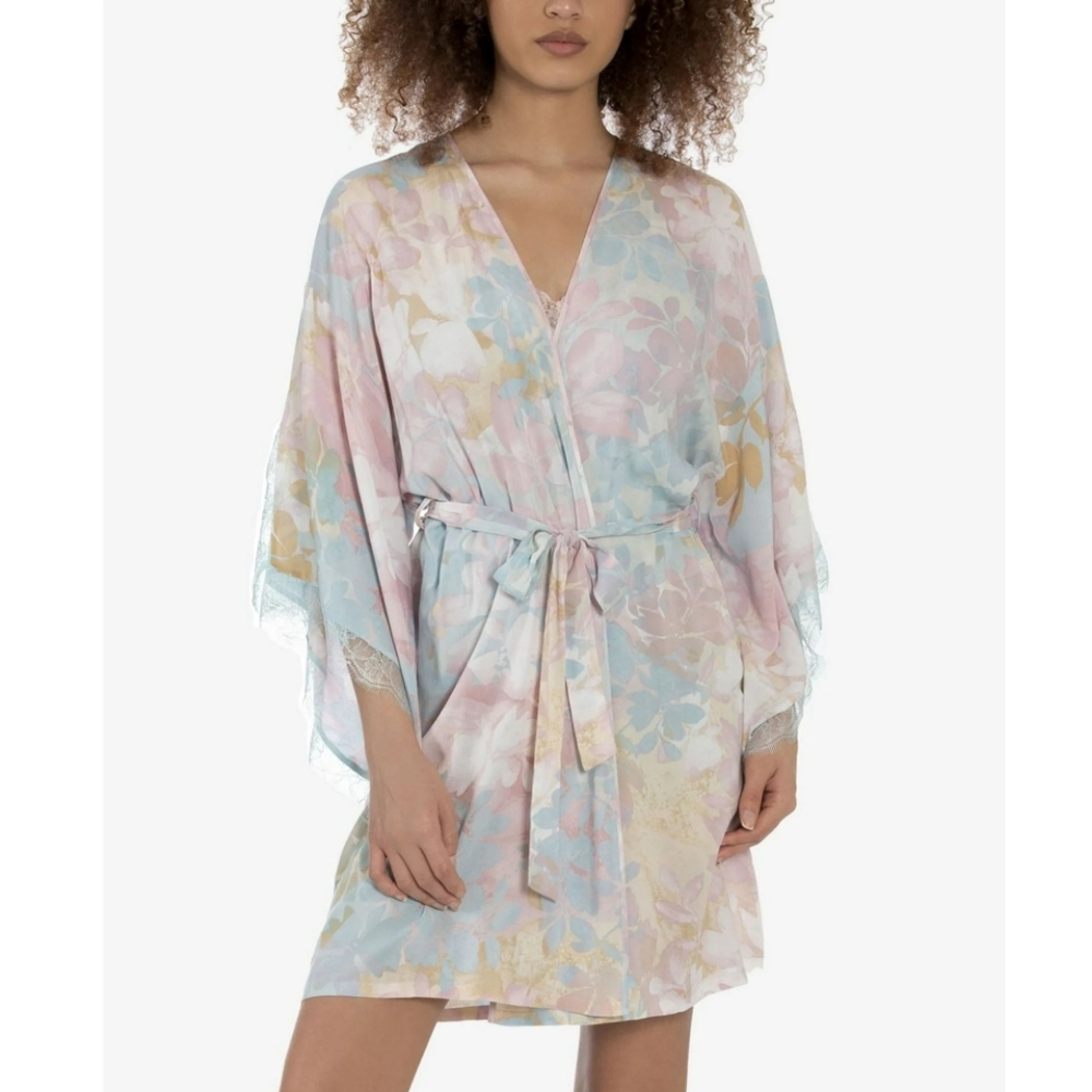 Midnight Bakery Romantic Floral Watercolor Print Robe